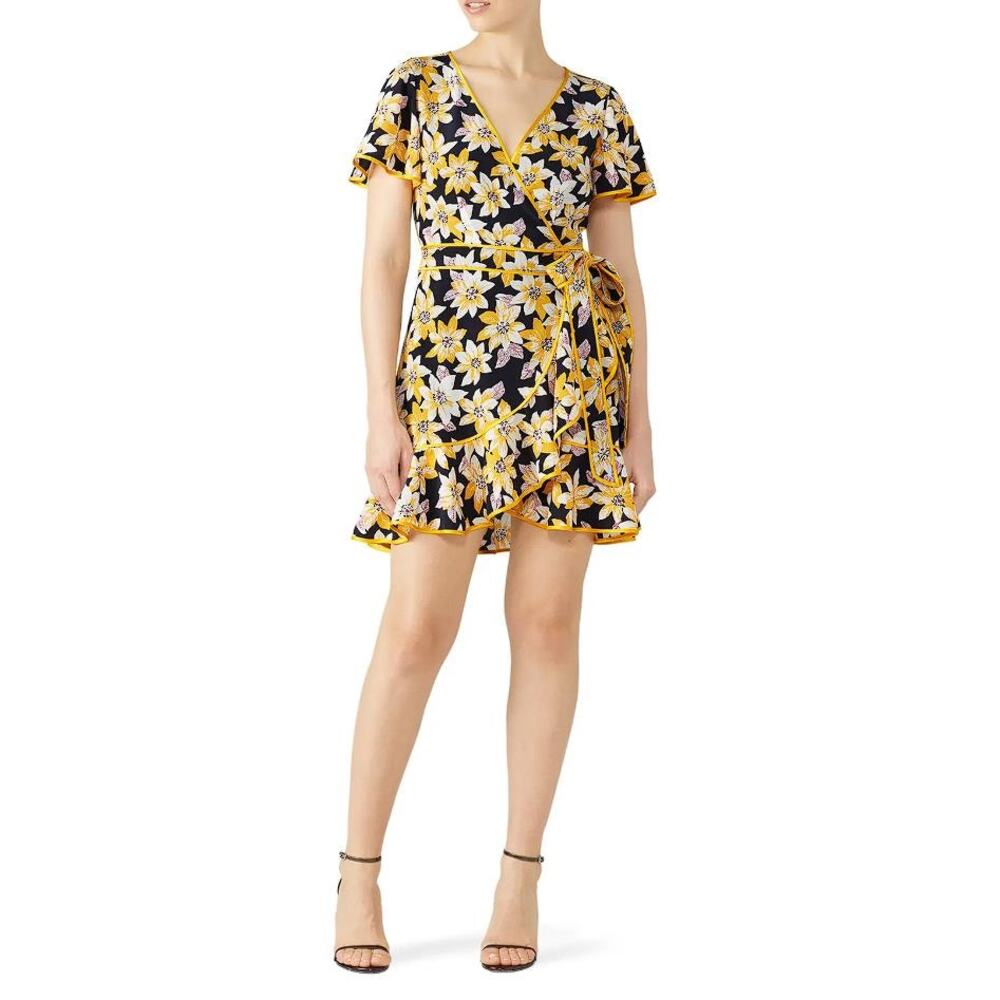 CINQ A SEPT Women's Floral Cameron Wrap Dress Size 6 In Navy Multi